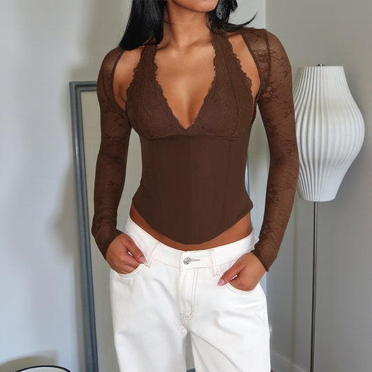 Damen Spitzen-Bodysuit mit figurformendem Design EB