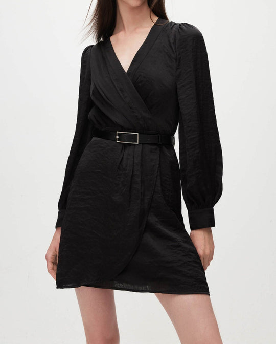 Damen Wickelkleid mit eleganter Struktur und Gürteldetail EB