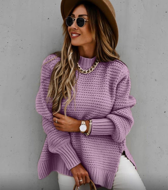 Damen Luxuriöser Strickpullover mit lässigem Schnitt und hohen Bündchen EB