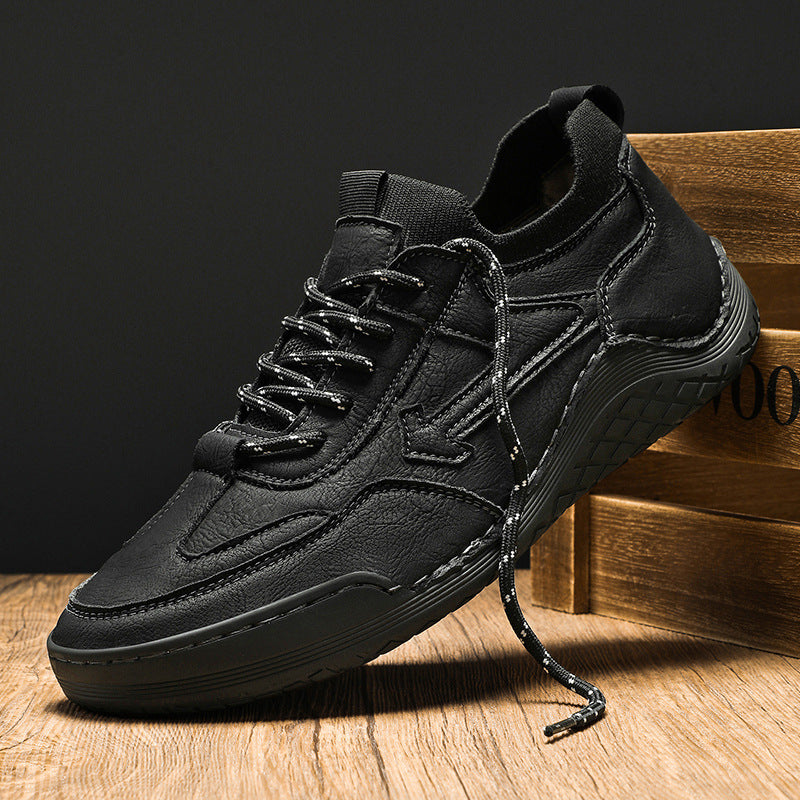 Herren Sportliche Leder Sneakers mit atmungsaktiver Sohle EB