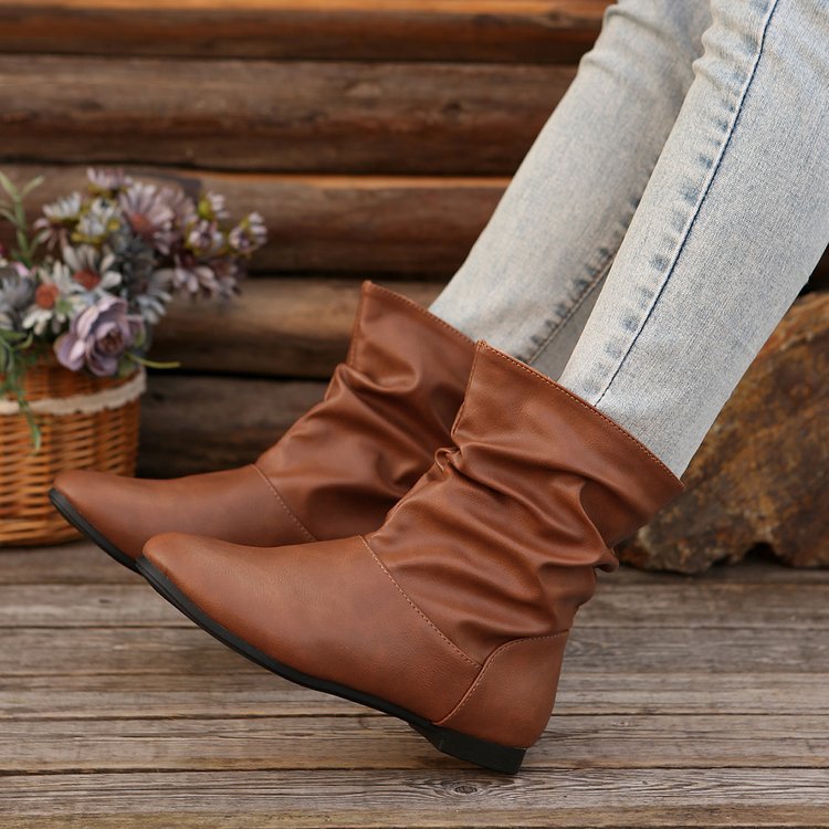 Damen modische Stiefeletten mit elegantem Rüschendesign und weichem Obermaterial EB