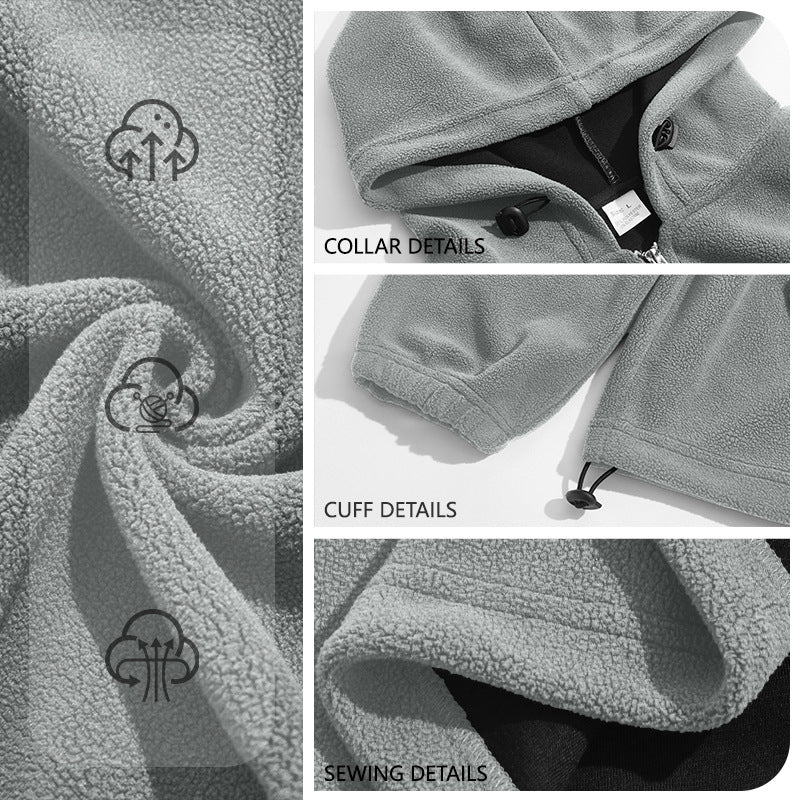 Herren Fleece-Hoodie mit halbem Reißverschluss, Kängurutasche und verstellbarer Kapuze EB