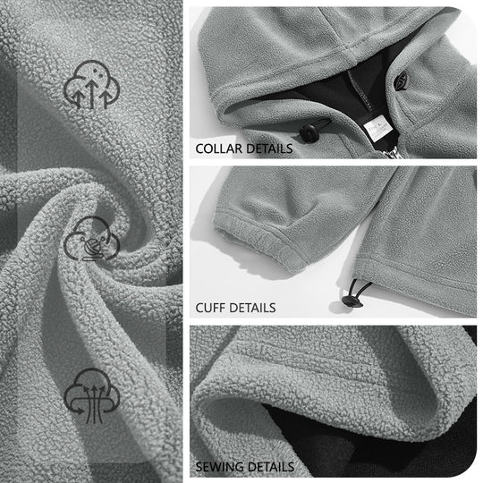Herren Fleece-Hoodie mit halbem Reißverschluss, Kängurutasche und verstellbarer Kapuze EB