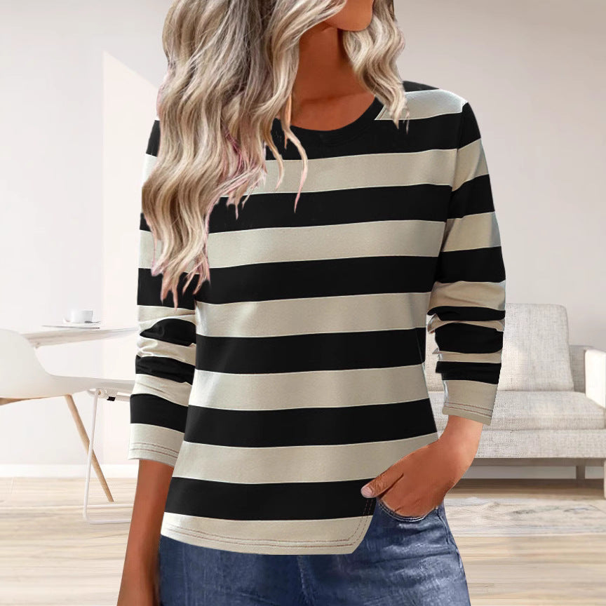Damen Langarmshirt mit modernem Streifenmuster und bequemer Passform EB