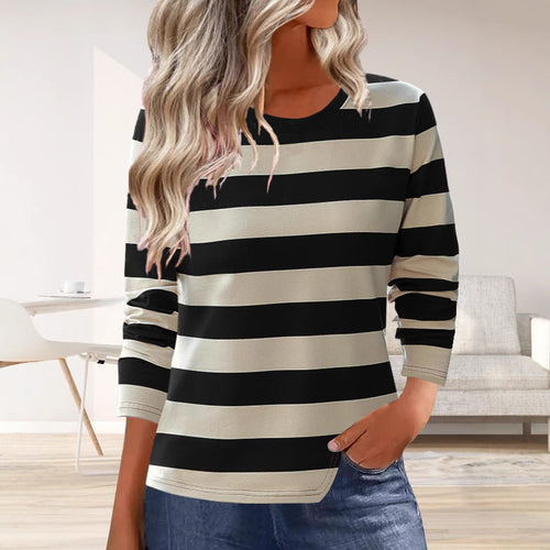 Damen Langarmshirt mit modernem Streifenmuster und bequemer Passform EB