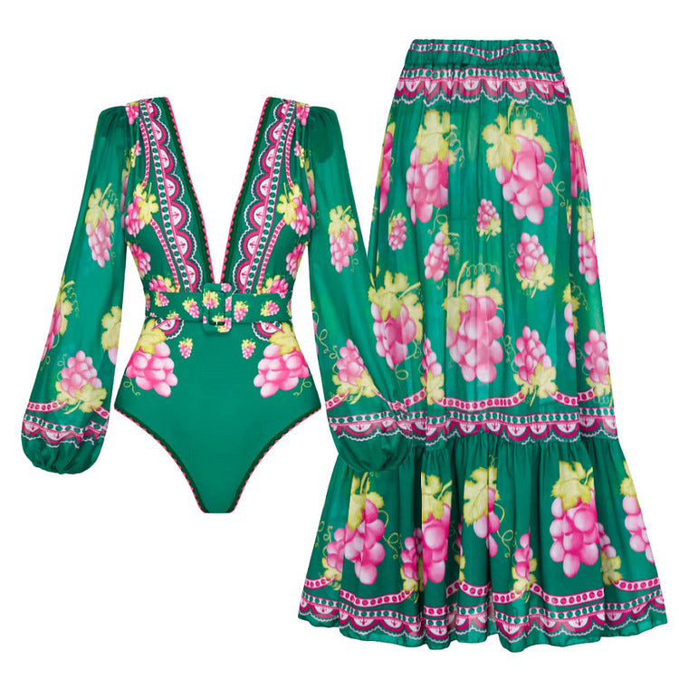 Damen Stylish Elegantes Badeanzug- und Rockset EB