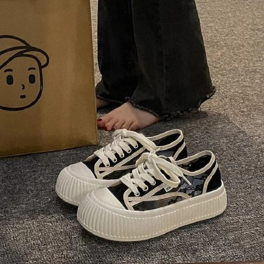 Damen Modische Sneaker mit hohem Plateau und atmungsaktiver Oberflächenstruktur EB