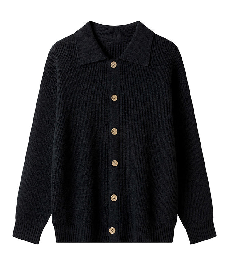 Damen Gemusterte Strickjacke mit Kragen und Knopfleiste EB