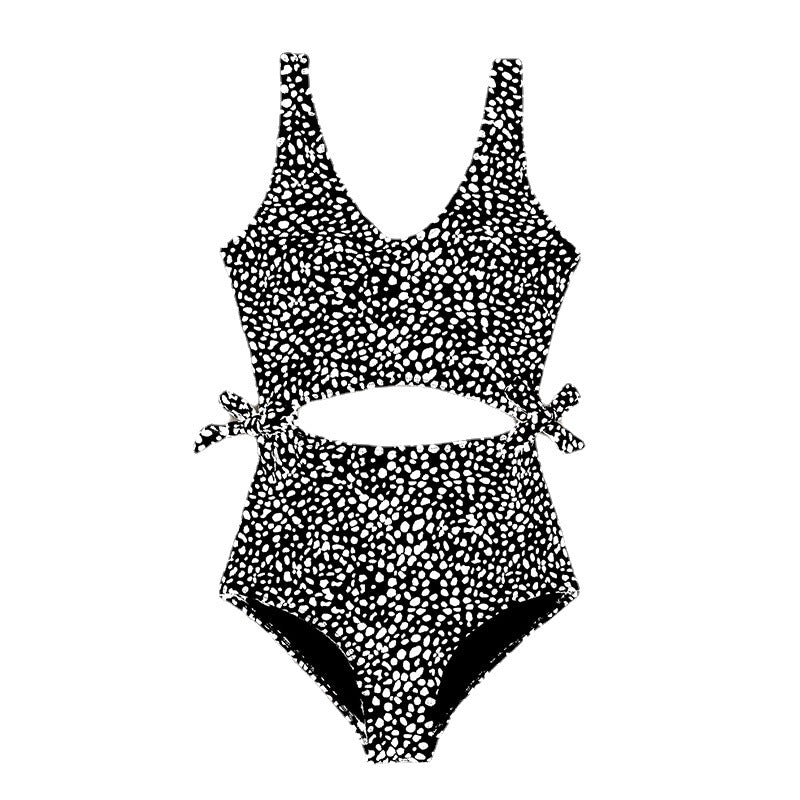 Damen Cropped Badeanzug mit asymmetrischem Design und modischen Bindebändern EB