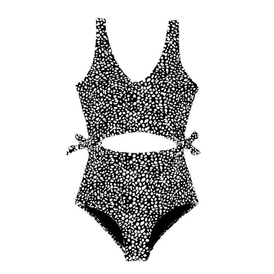 Damen Cropped Badeanzug mit asymmetrischem Design und modischen Bindebändern EB