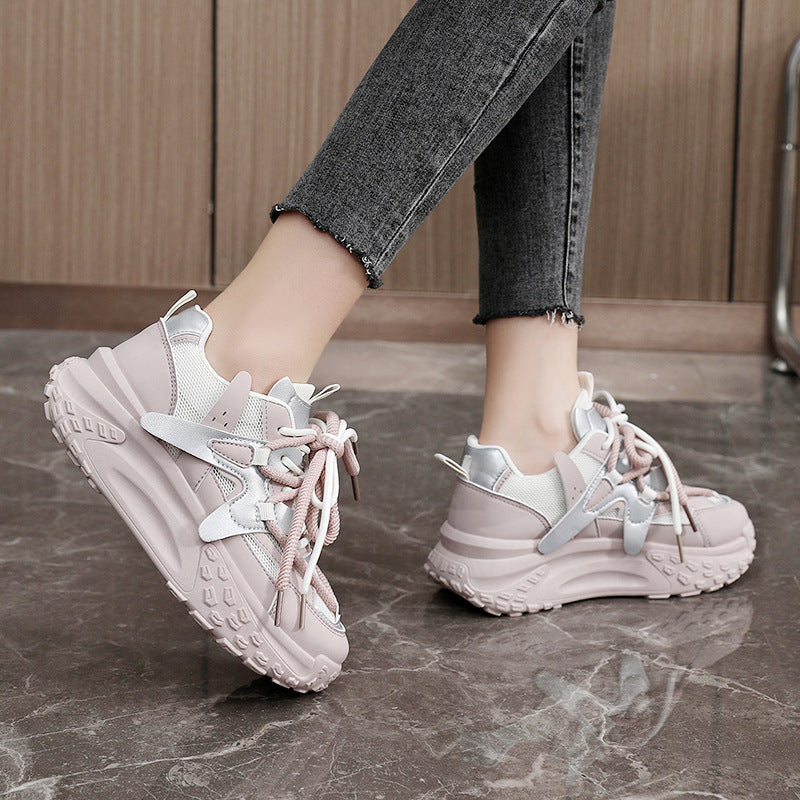 Damen trendige Chunky Sneaker mit dämpfendem Sohlenprofil und atmungsaktiver Oberfläche EB