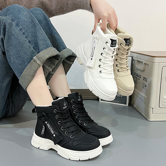 Damen hochformatige Sneakers mit stabiler Gummisohle und atmungsaktiver Innenpolsterung EB