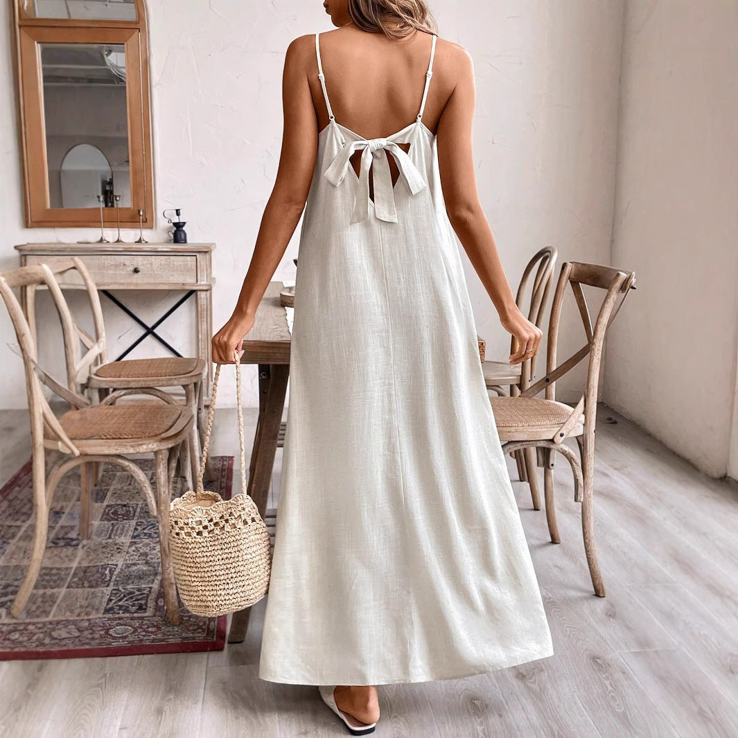 Damen Maxikleid mit feinen Trägern und fließendem Schnitt EB