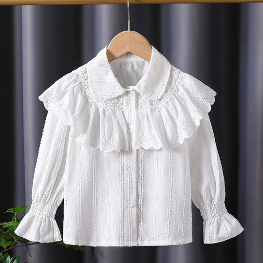 Damen verspielte Bluse mit voluminösem Kragen EB