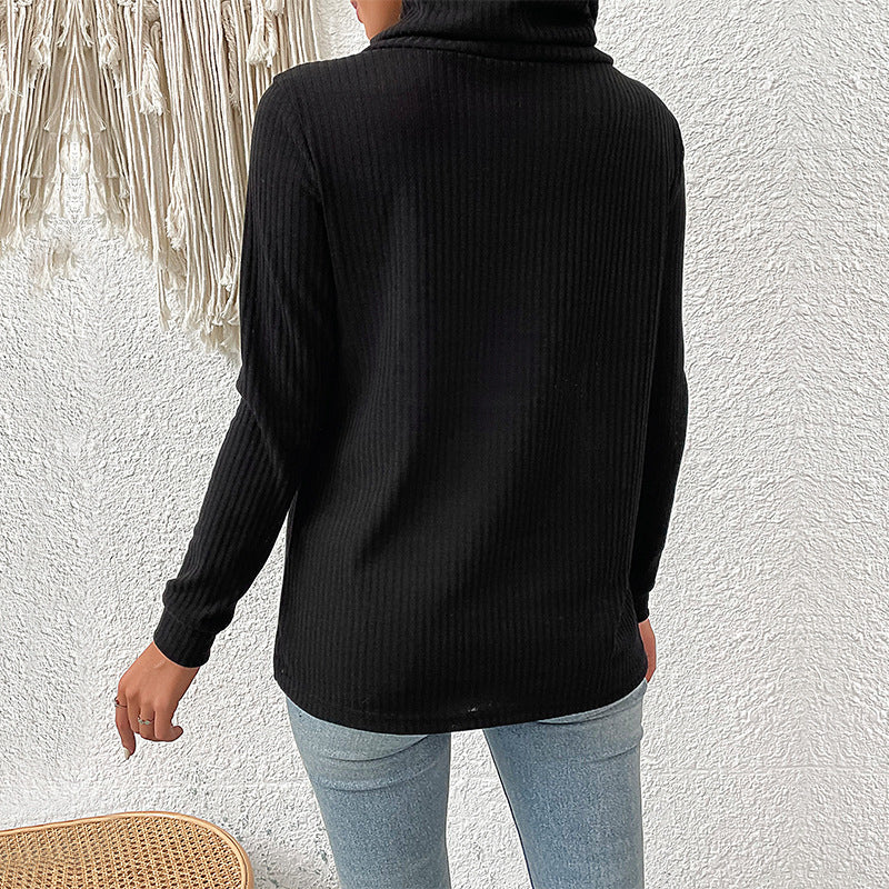 Damen Strickpullover mit asymmetrischem Schnitt und modischem Knopfdesign EB
