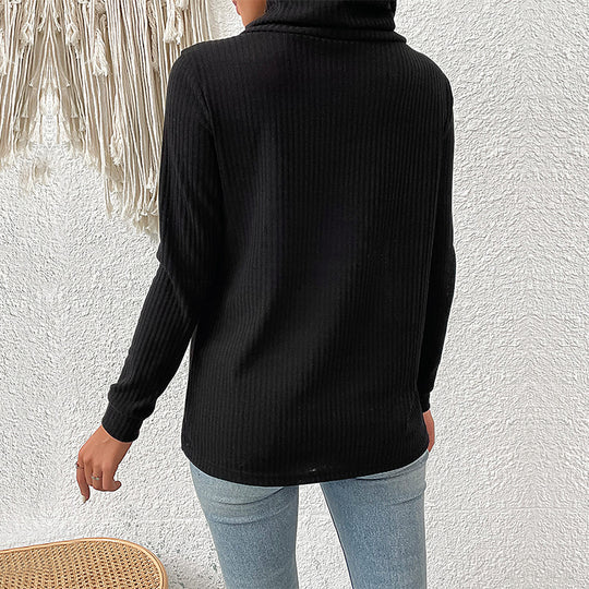 Damen Strickpullover mit asymmetrischem Schnitt und modischem Knopfdesign EB