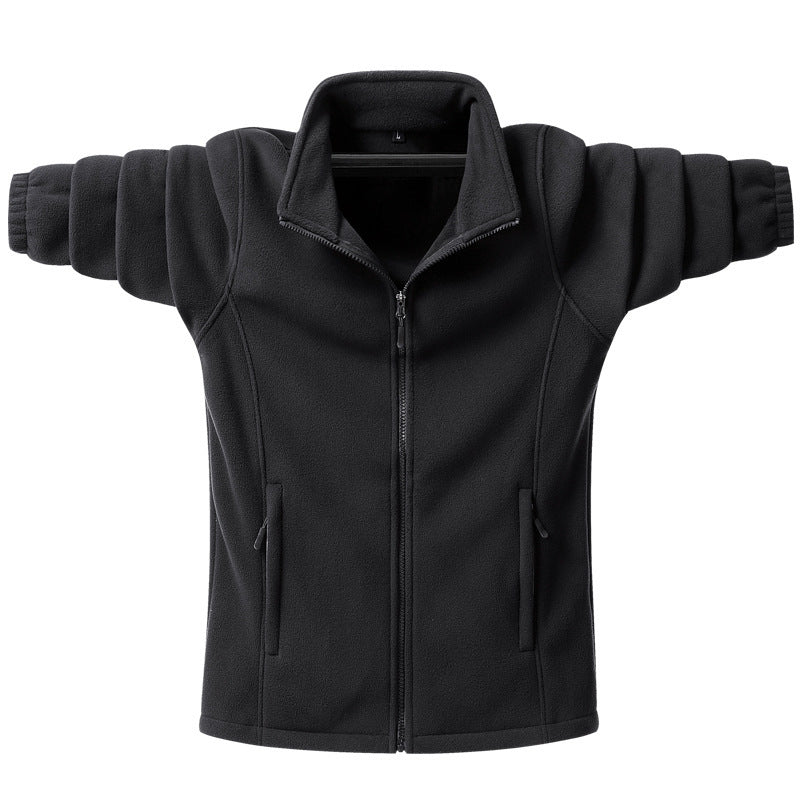 Herren klassische Fleecejacke mit durchgehendem Reißverschluss, Stehkragen und verdeckten Eingrifftaschen EB