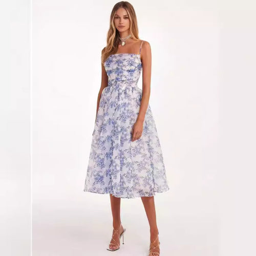 Damen Midi-Kleid mit elegantem Chiffon und floralen Applikationen EB