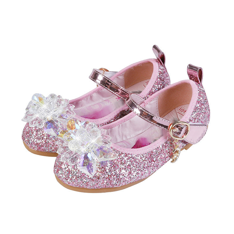 Mädchen Glitzernde Ballerina-Sandalen mit Blumenapplikationen EB