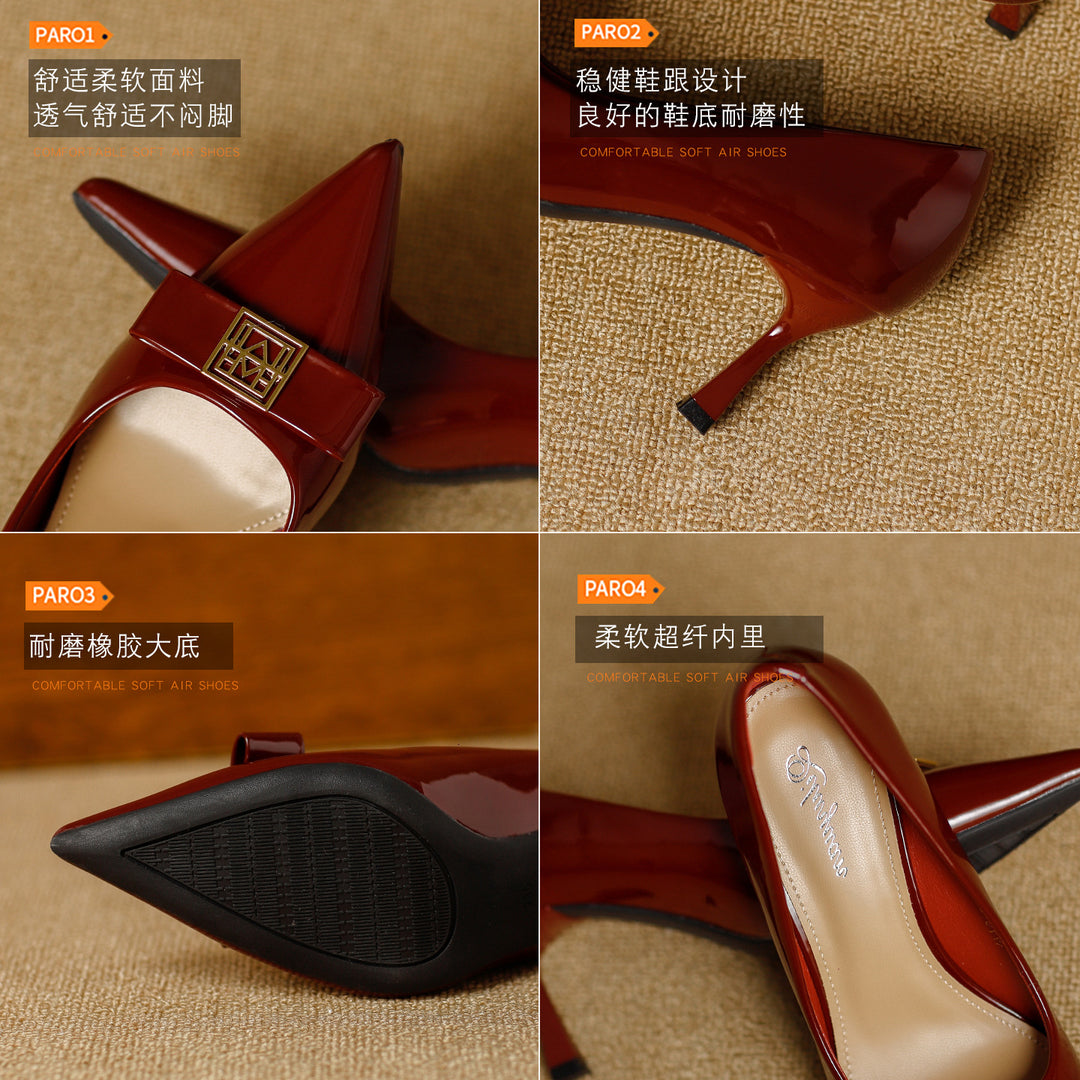 Damen elegante Pumps mit einzigartigem Schleifenakzent und komfortablem Blockabsatz EB