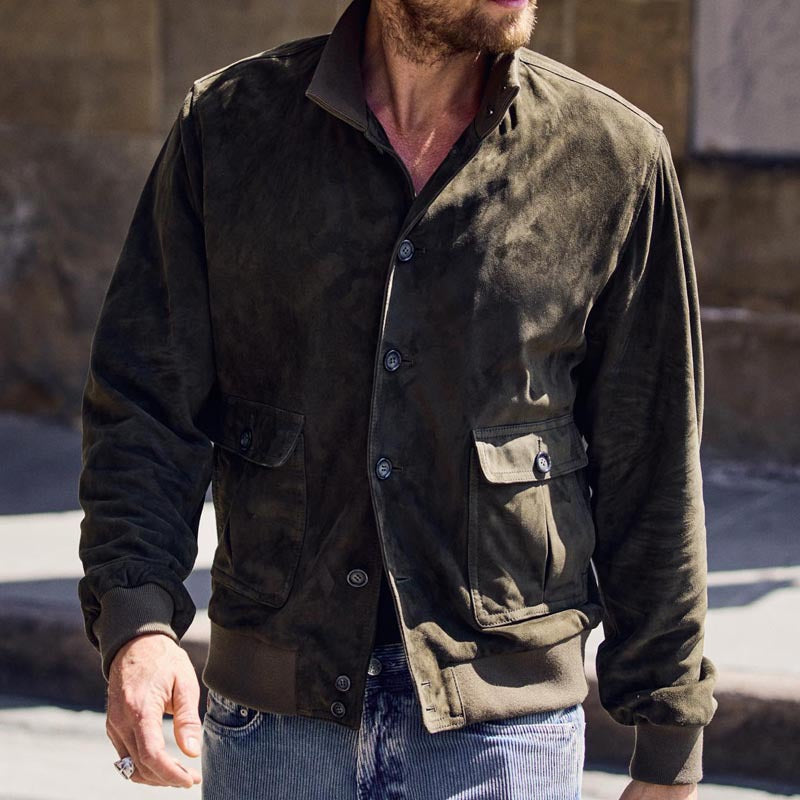Herren elegante Wildlederjacke mit modernen Details EB