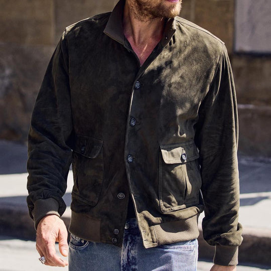 Herren elegante Wildlederjacke mit modernen Details EB
