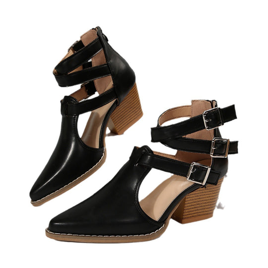 Damen elegante Ankle-Boots mit verstellbaren Schnallen EB