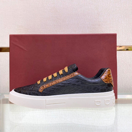 Damen Elegante Sneakers mit raffiniertem Krokodil-Design und modischen Akzenten EB