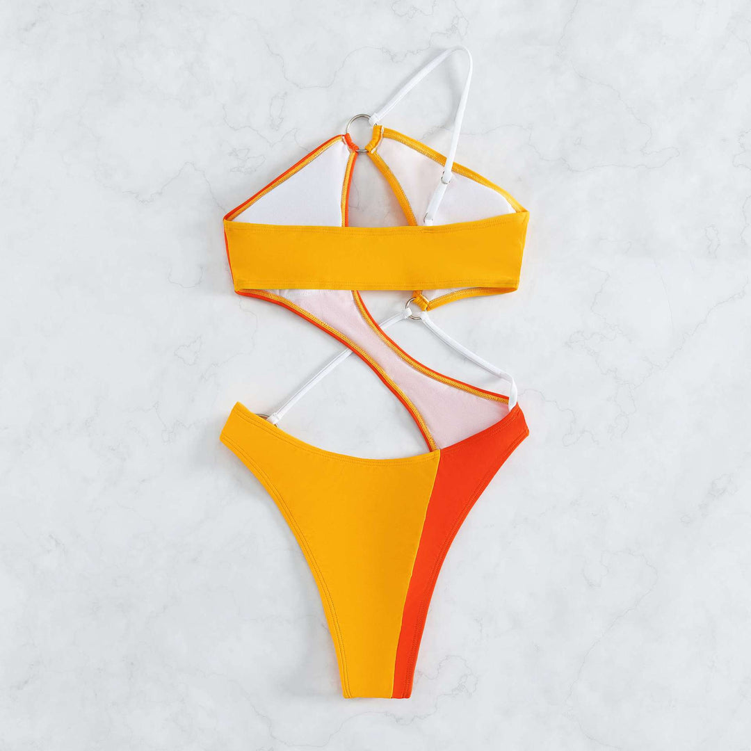 Damen Einteiliger Badeanzug mit innovativem Cut-Out und modischen Ringdetails EB
