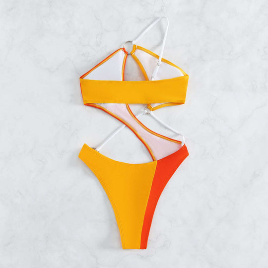 Damen Einteiliger Badeanzug mit innovativem Cut-Out und modischen Ringdetails EB
