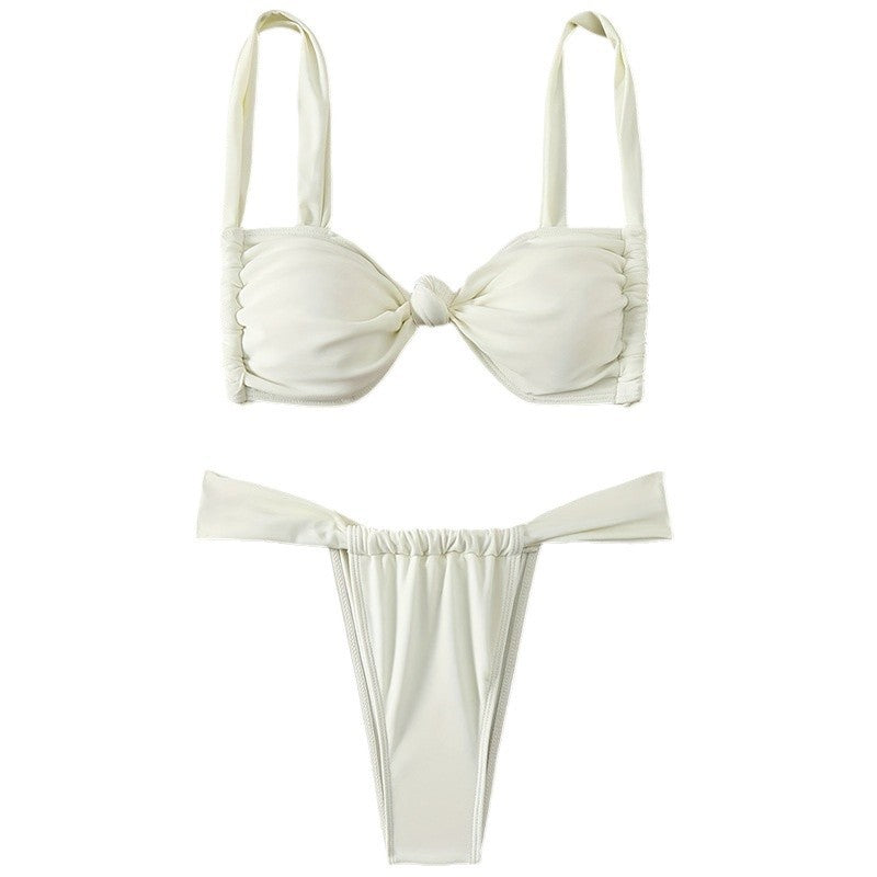 Damen Triangel-Bikini mit knotendem Oberteil und hohem Beinausschnitt EB