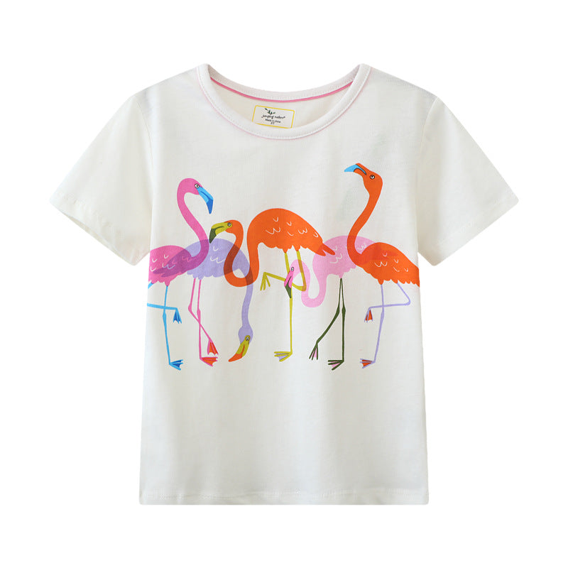 Mädchen T-Shirt mit buntem Flamingo-Design EB