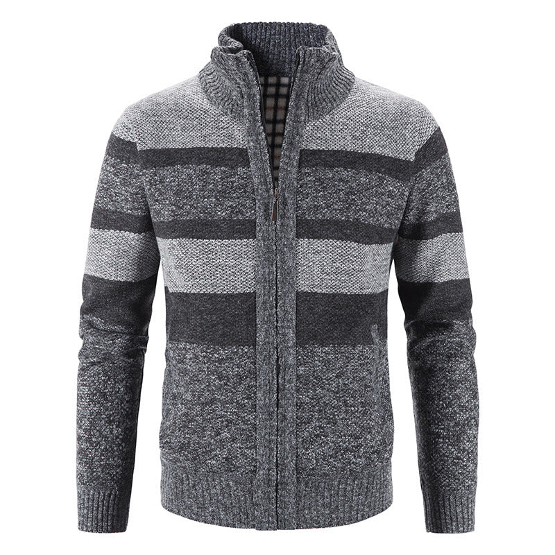 Herren modische Strickjacke mit Stehkragen und Reißverschluss EB