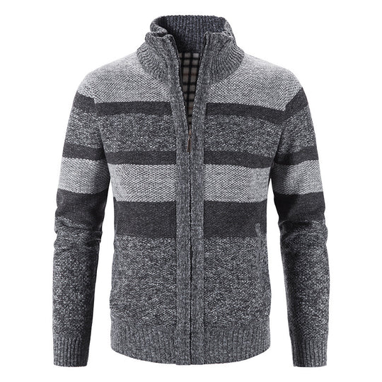 Herren modische Strickjacke mit Stehkragen und Reißverschluss EB