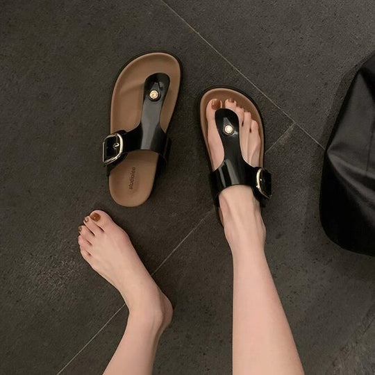 Damen Sandalen mit dekorativem Schnallenverschluss und komfortabler Fußbettgestaltung EB