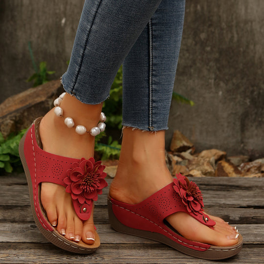Damen Komfortable Sandalen mit Blumenapplikationen EB