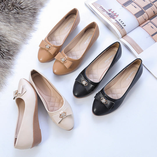 Damen Ballerinas mit dekorativem Schleifen-Design und komfortablem Wedge-Absatz EB