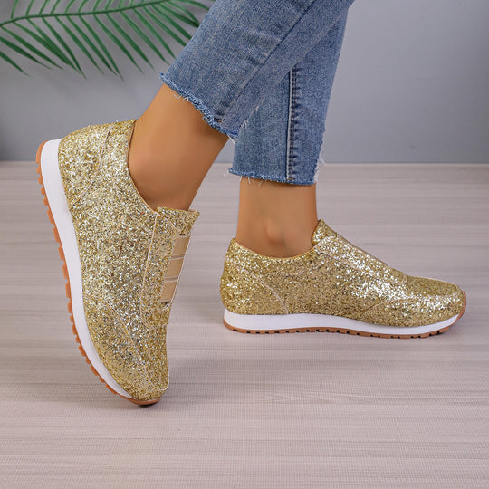 Damen Glitzernde Sneakers mit elastischem Einstieg und rutschfester Sohle EB