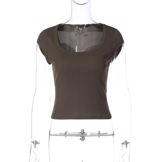 Damen figurbetontes Kurzarm-Top EB