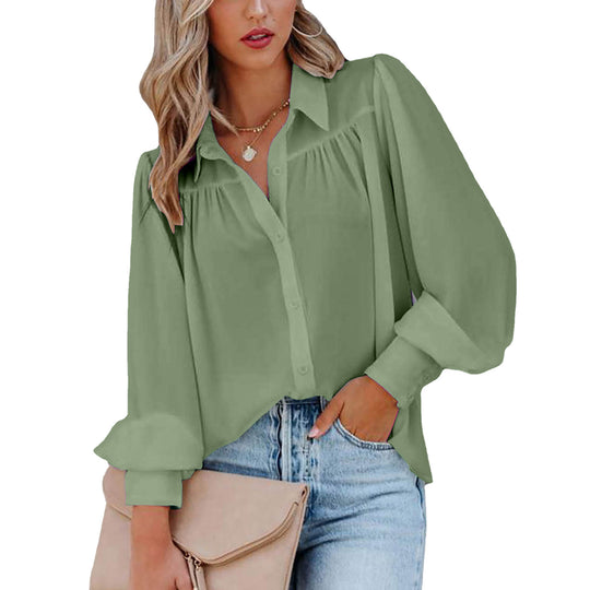 Damen Bluse mit femininen Rüschendetails und lockeren Ärmeln EB