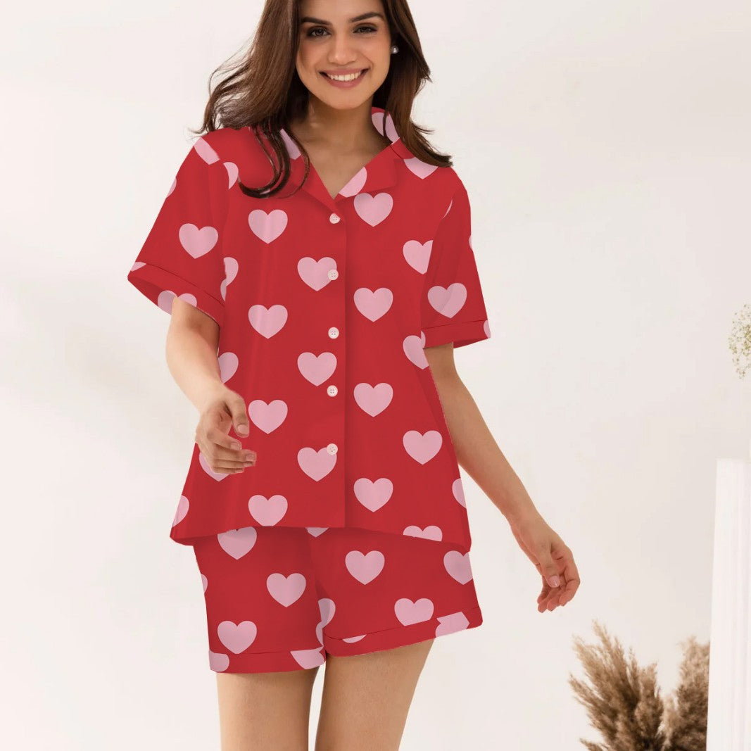 Damen Schlafanzugset mit Herzmuster EB