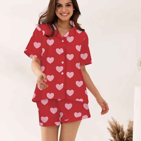 Damen Schlafanzugset mit Herzmuster EB