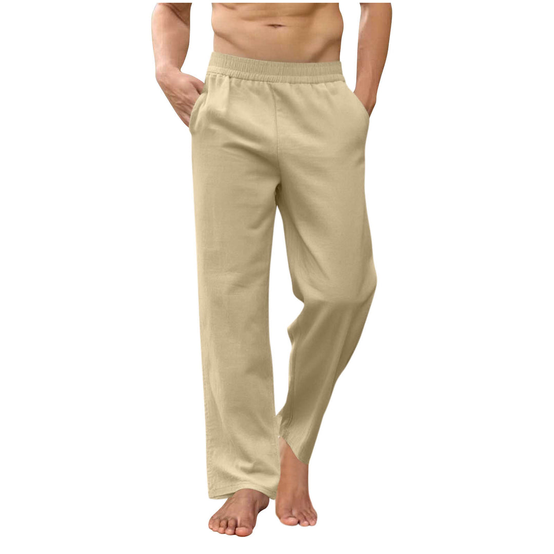Herren nan lockere Loungehose mit elastischem Bund, Eingrifftaschen und seitlichen Knöchelschlitzen EB