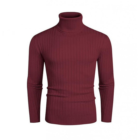 Herren nan gerippter Feinstrick-Rollkragenpullover Slim Fit EB