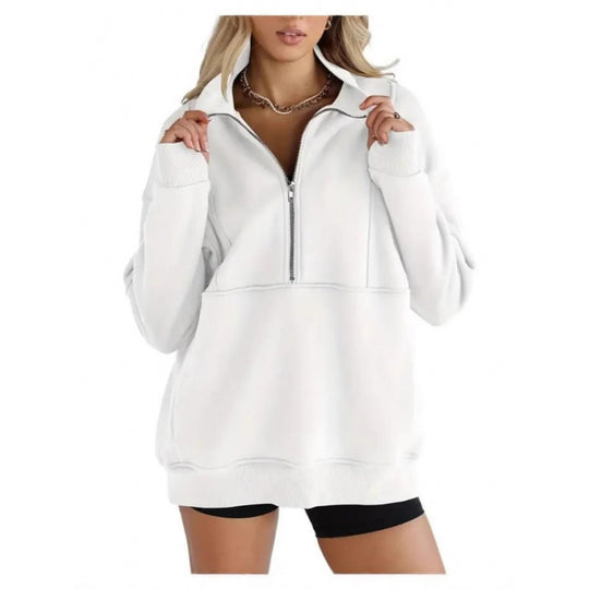 Damen Sweatshirt mit halbem Reißverschluss und oversized Schnitt EB