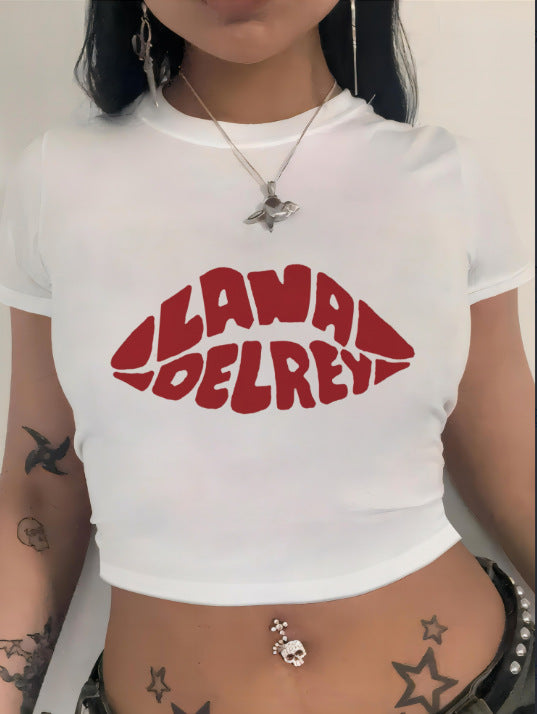 Damen Crop-T-Shirt mit auffälligem Statement-Print EB