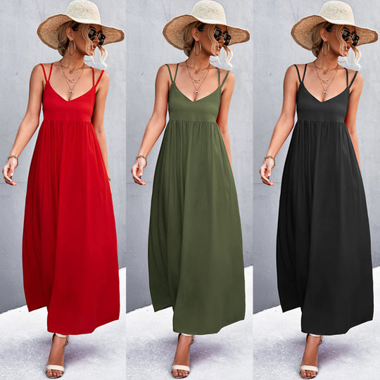 Damen Maxikleid mit feinen Spaghetti-Trägern EB