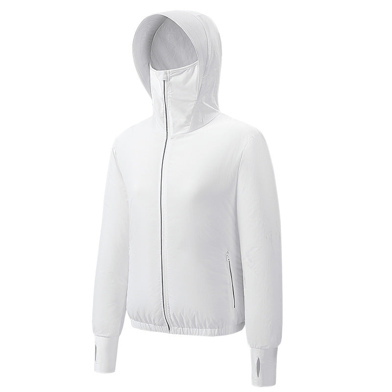 Damen nan leichte Kapuzenjacke mit elastischem Saum und Daumenlochärmeln EB