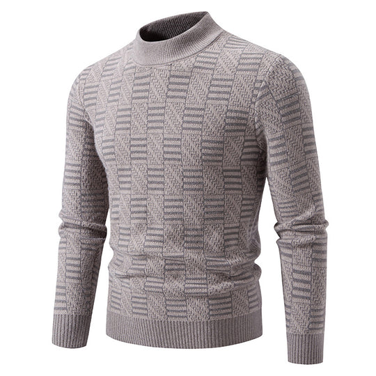 Herren Strickpullover mit strukturiertem Design und hohem Kragen EB