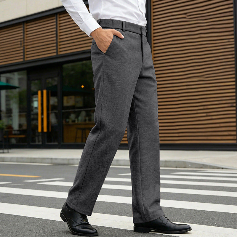 Herren Elegante gerade Tailoring-Hose mit Bügelfalte und feiner Fischgrätstruktur EB